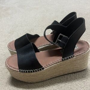 Steve Madden Black Espadrille Wedges